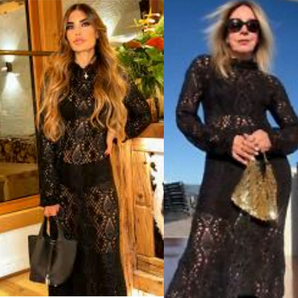 Zara long crocheted knit dress size L new with tag limited edition